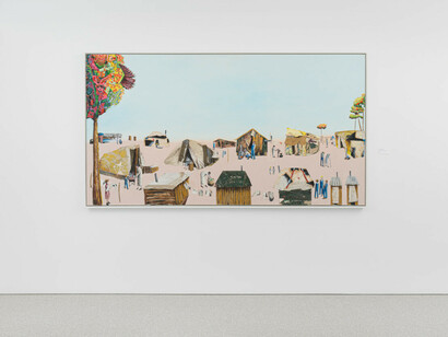 Benny Andrews, Migrants, exhibition view. Courtesy of Michael Rosenfeld Gallery