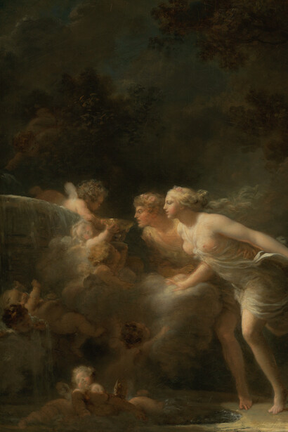 Jean-Honoré Fragonard, Die Fontäne der Liebe, 1785, Öl auf Leinwand, 64,1 x 42,7 cm, The J. Paul Getty Museum
