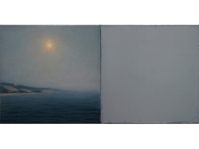 Adam Straus, Monument: Long Island sound, Light & Fog, 2013, oil on canvas encased in lead, 12 x 24 x 12 in. 30.5 x 61 x 30.5 cm
