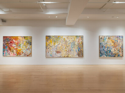 Larry Poons, Provocation, Iliad: powers + spells, exhibition view. Courtesy of Yares Art Gallery