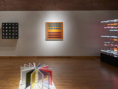 Installation view of Kinetic Masters & Their Legacy at Cecilia de Torres, Ltd., New York, 2019