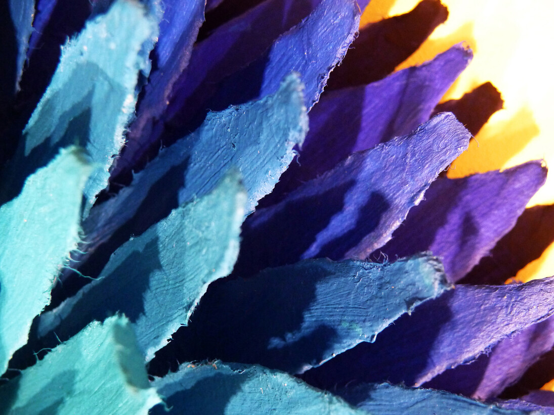 Volker Kühn, Blätterbild blue, gouache on paper, detail