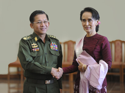 Aung San Suu Kyi with General Min Aung Hlaing
