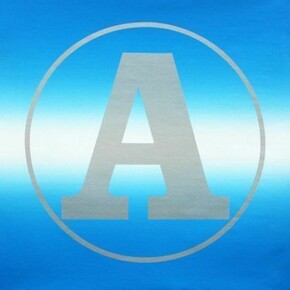 Alphabet (Blue & Silver A), 2011, Silkscreen and Rainbow Roll on canvas