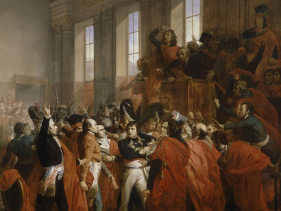 François Bouchot, El general Bonaparte y el Consejo de los Quinientos, en Saint-Cloud. 10 de noviembre de 1799