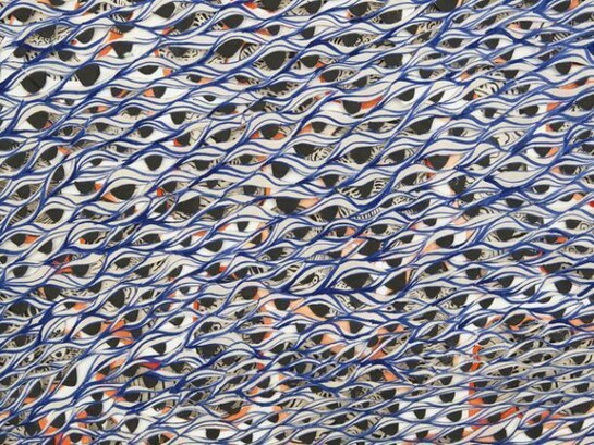 Natasha Bowdoin, Atom A (detail), 2013, gouache ink and pencil on cut paper, 42 by 42 by 1.5 inches