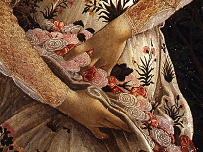 La rosa, fiore di Afrodite. La Primavera di Botticelli, dettaglio