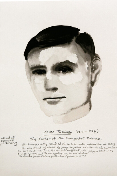 Marlene Dumas, Alan Turing, dalla serie “Great Men”, 2014