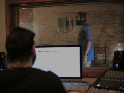 Mitch in session at Basement Studio in Beirut, Lebanon 