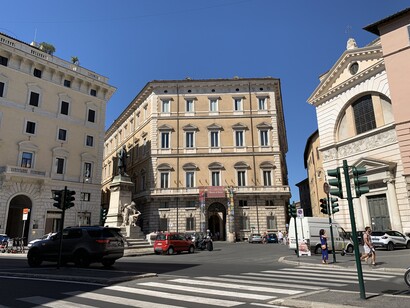 El Palazzo Braschi, lugar donde se sitúa la exhibición, Roma, Italia, 29 de agosto 2021. 