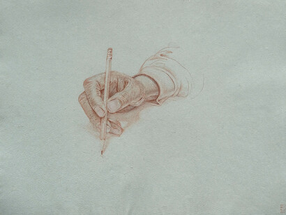 Aldo Farnsworth, Hands of MH (detail), 2026. Courtesy of Transmission Gallery