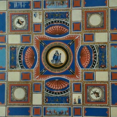 Vincenzo Brenna e Franciscus Smuglewicz disegnarono, Marco Carloni incise, Rappresentazione della volta dorata, acquaforte acquerellata, Anzio, Biblioteca Clementina