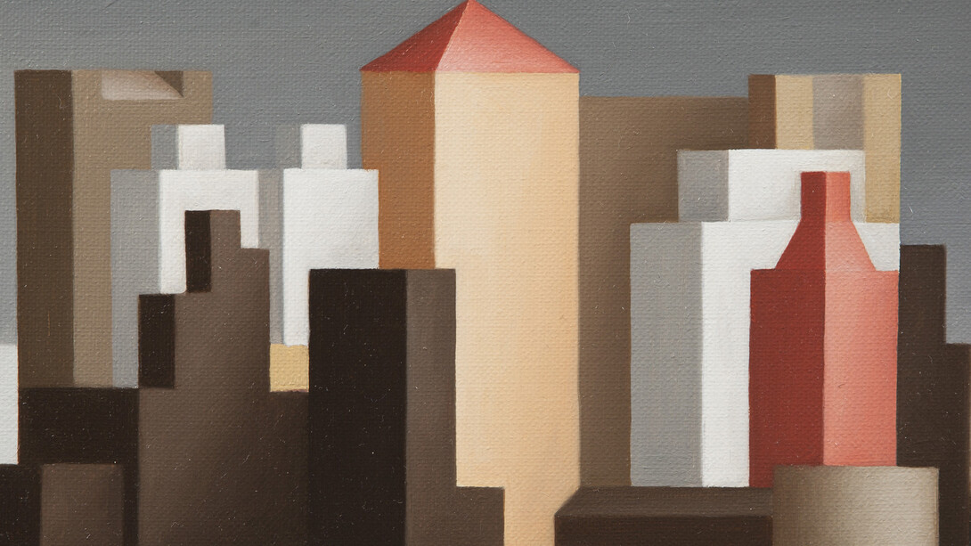Renny Tait, American Cityscape, 2014, Oil on canvas, 6 x 9 in, courtesy of Flowers Gallery, London and New York