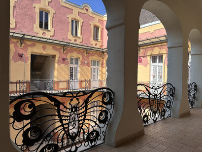Art Nouveau-style apartment building in Budapest, Hungary