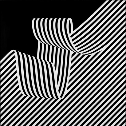 Franco Grignani, Dissociazione dal bordo, 1969, acrilico su cartone Schoeller e masonite, 70 x 70 cm, Collezione privata, Collezione privata, © Matteo Zarbo