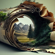 Un antiguo rollo de periódico que revela un paisaje natural: evocando la exploración del pasado y el presente en los estudios del Círculo de Filosofía de la Naturaleza