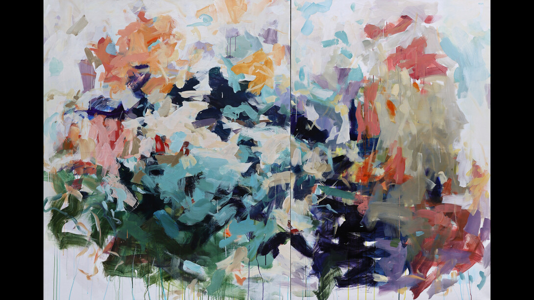 Karen Silve, Counterpoints, acrylic on linen, 84x58 inches, 2023. Courtesy the artist and Calloway Fine Art & Consulting