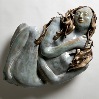 Kristen Newell, Charcuterie, 2023, glazed stoneware, signed and dated on bottom. Courtesy of the artist and Wolfs Gallery