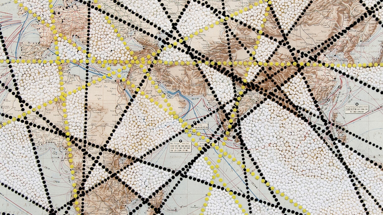 Bharti Kher, Erasure VII, 2016, Bindis on paper, 70.3 x 83 x 4.6 cm / 27 5/8 x 32 5/8 x 1 3⁄4”. Courtesy of Hauser & Wirth, London, Zürich