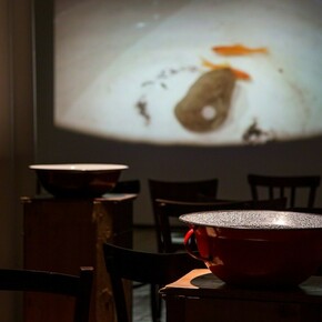 Jannis Kounellis, Theodoros Terzopoulos Die Hamletmaschine by Heiner Müller, Exhibition view, Photos by Lucrezia Roda. Courtesy of Galleria Fumagalli