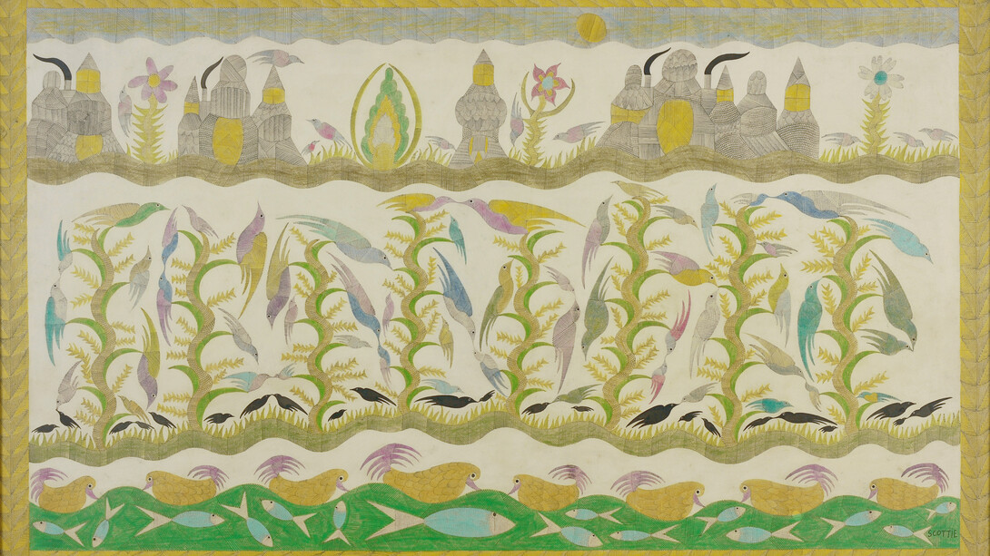 Springtime, pen & ink on paper, 37x62 1/2 in 94x158.8cm