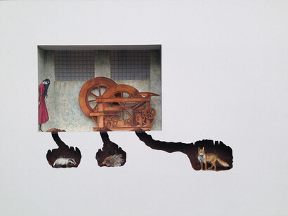 Vanni Cuoghi, Bilocale 2 (Chernobyl's animals), 2015, acquerello e acrilico si carta, 50 x 70 cm