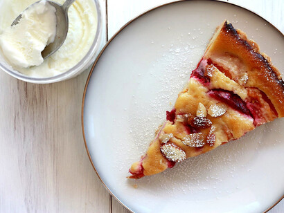 A slice of Almond Plum Tart