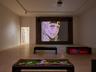 Julien Ceccaldi, Adult theater, vista de exhibición. Cortesía del MoMA PS1