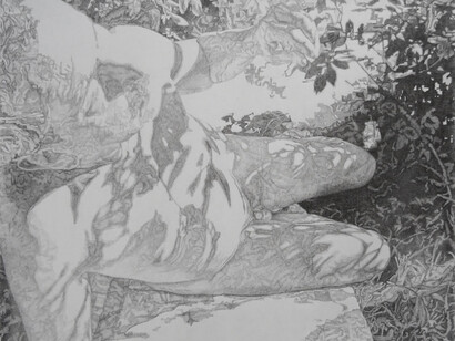 Randy Klinger, Self-portrait in a garden, 2022. Courtesy of Prince Street Gallery