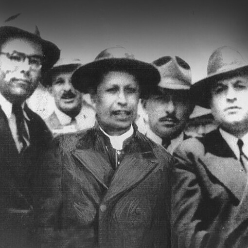 De izquierda a derecha: Manuel Mora Valverde, Víctor Manuel Sanabria Martínez, Teodoro Picado y el Presidente de la República Rafael Ángel Calderón Guardia