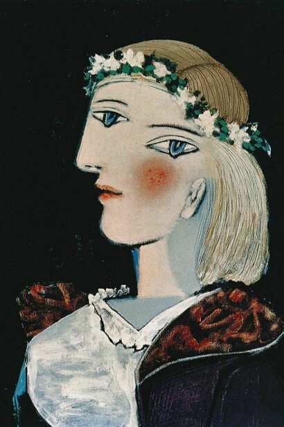 Pablo Picasso, Marie-Thérèse con guirnalda, 1937.
Óleo sobre lienzo, 61 x 46 cm. Colección privada.