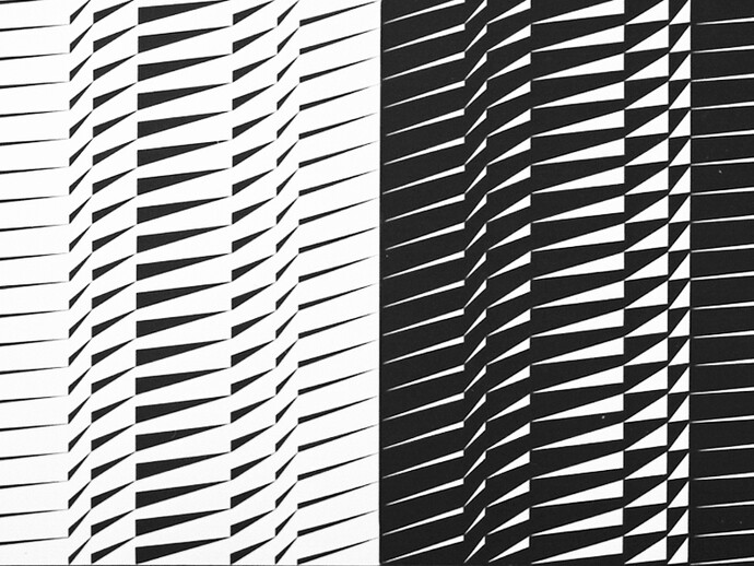 Gianfranco Zappettini, Strutture in BX in due tempi, 1966, acrilico su tela, 100 x 200 cm, dettaglio