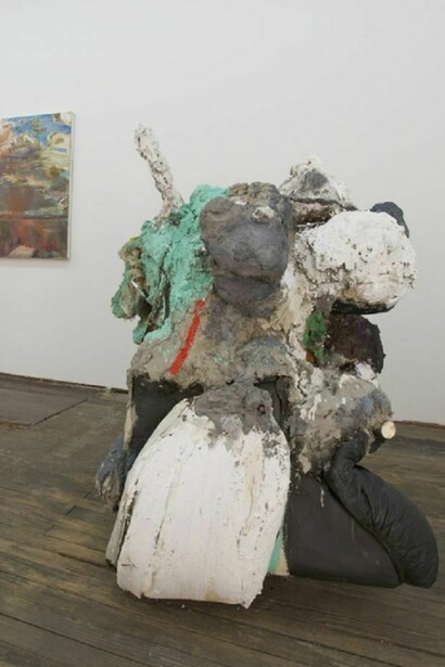 Installation view: Inaugural Group Exhibition at 34 Orchard Street, September 8 - October 20, 2013. L to R: Angela Dufresne, Mark Schubert