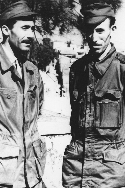 Houari Boumediène (right), the leader of the National Liberation Army and future President of Algeria, during the war