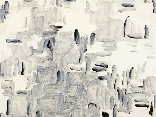 Lee Ufan, With winds, detail, 1991, olio su tela, 228 x 182 cm