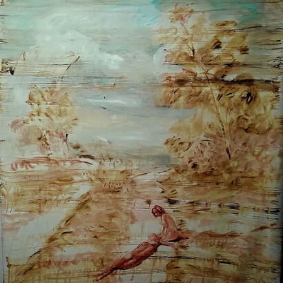 Elisa Filomena, Soccorso, acrilico su tela, cm 160x120,2020