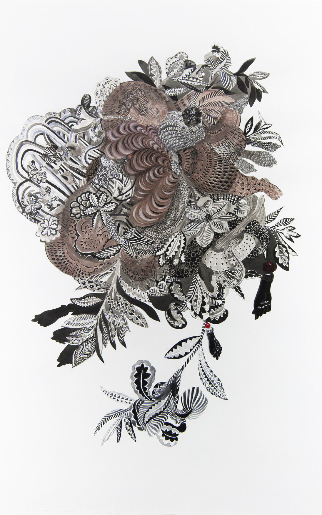 Firelei Báez
Becoming what you can’t see, 2015
87 x 55 inches (220 x 139.7 cm)
Gouache and ink on paper and collage

