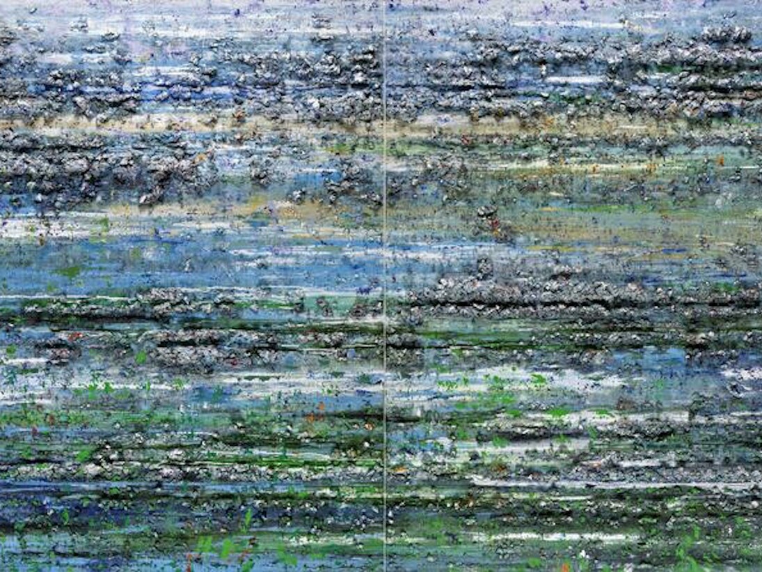 Throne of Water 2, 2016, mixed media on canvas, 183 x 304 cm. Courtesy of Ayyam Gallery