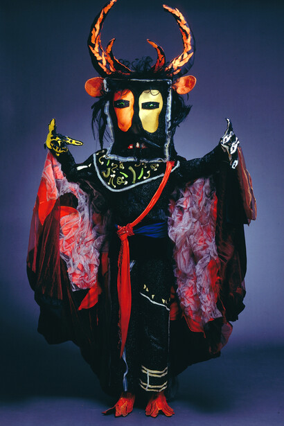 Marc Chagall (1887-1985), Costume for The Firebird: the sorcerer Koschei, 1949, jacket, bodice, pants, spats, gloves, mask, headdress. New York City Ballet. © SODRAC & ADAGP 2016, Chagall ®. Photo © Museum Associates / LACMA
