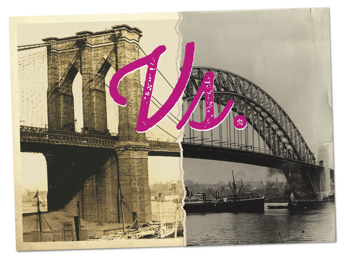 Kieran Madden, Brooklyn Bridge Vs. Sydney Harbour Bridge, 2014, Digital collage