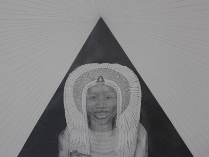 Oasa DuVerney. Renisha as Hatshepsut, 2016, graphite and ink on paper, 50x38 inches