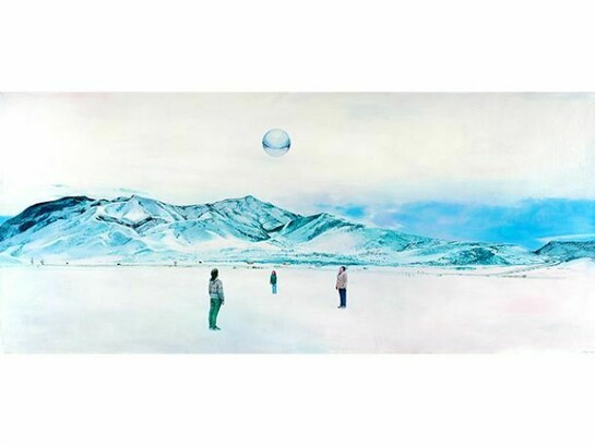 Nate Burbeck, “Sighting Near Scipio, Utah”, 28” by 64”, oil on canvas, 2011
