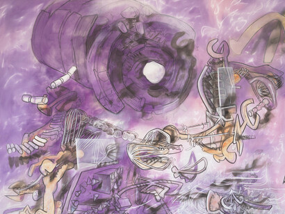 Roberto Matta, El hombre desciende del signo (1975, detalle)