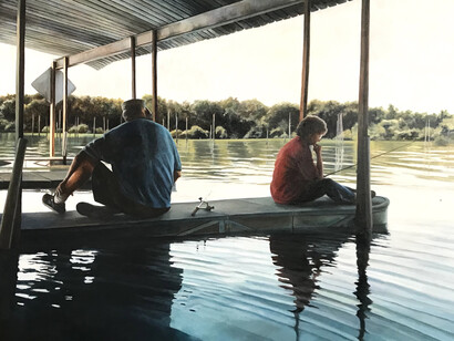 Linda Griggs, Memorial: Bob and Mervyn fishing, 2023. Courtesy of Front Room Gallery