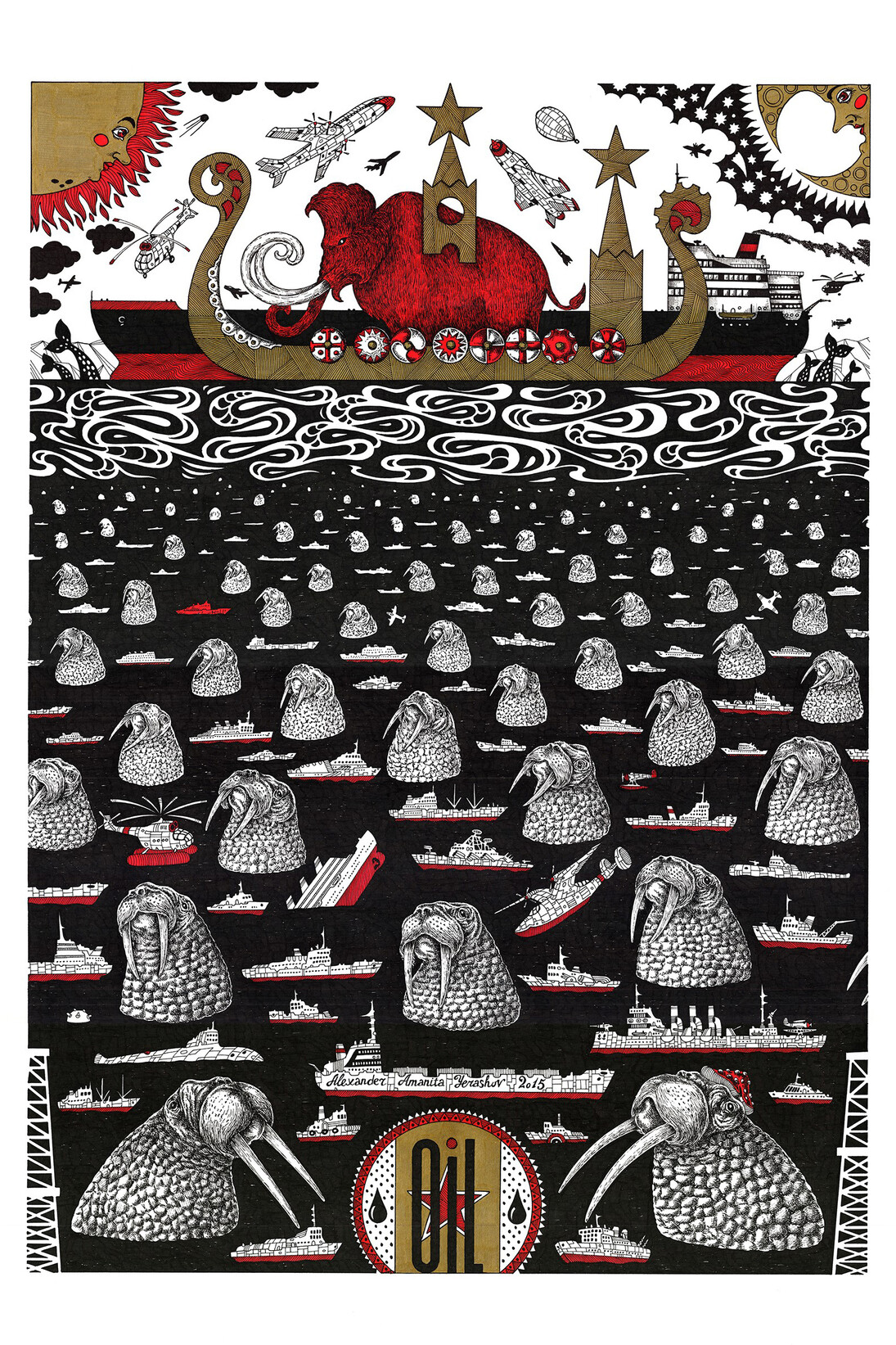 Amanita, Oils, 2011 India Ink 60x80 cm