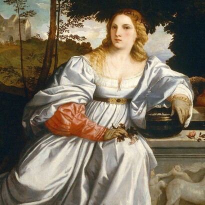 Tiziano, Amor sacro e amor profano, 1514. Particolare dell'amor sacro. Galleria Borghese, Roma, Italia