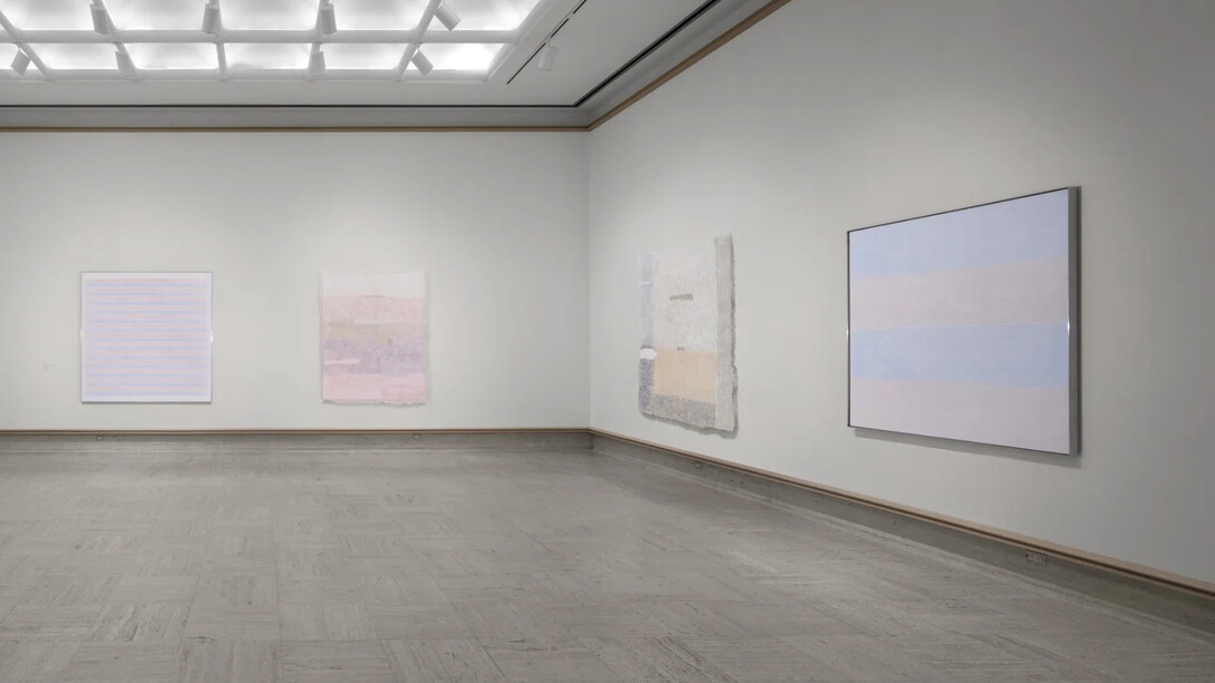 Neha Vedpathak with Agnes Martin, Subtleism, exhibition view. Courtesy of David Klein Gallery