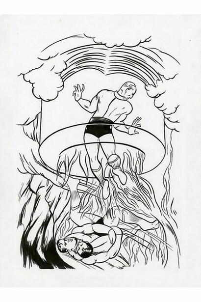 Jim Shaw, Blake/Boring, 2010, Ink on paper, 9 x 12 in (22.86 x 30.48 cm)