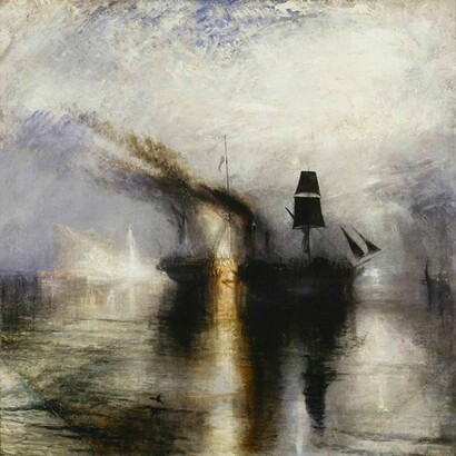 JMW Turner, Peace - Burial at Sea exhibited 1842, Oil paint on canvas, support: 870 x 867 mm, Tate. Accepted by the nation as part of the Turner Bequest 1856
