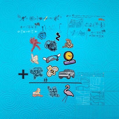 Reginald Baylor, Formula textile, turquoise, 2024. Courtesy of Friedrichs Pontone